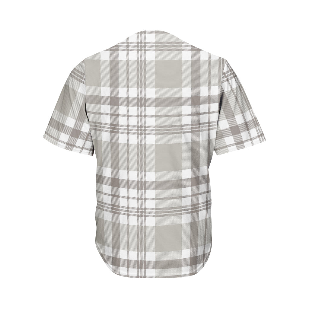 Grey And White Border Tartan Print Men's Baseball Jersey