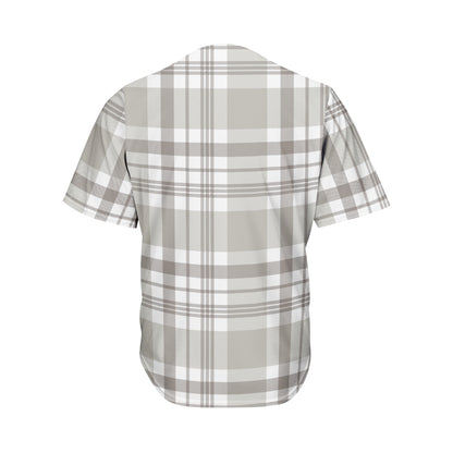 Grey And White Border Tartan Print Men's Baseball Jersey