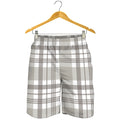 Grey And White Border Tartan Print Men's Shorts
