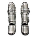 Grey And White Border Tartan Print Muay Thai Shin Guards