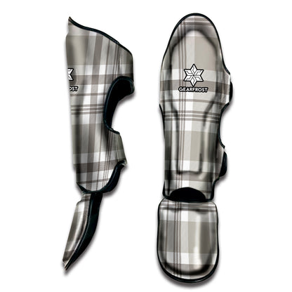 Grey And White Border Tartan Print Muay Thai Shin Guard