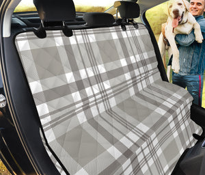 Grey And White Border Tartan Print Pet Car Back Seat Cover