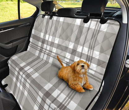 Grey And White Border Tartan Print Pet Car Back Seat Cover