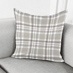 Grey And White Border Tartan Print Pillow Cover