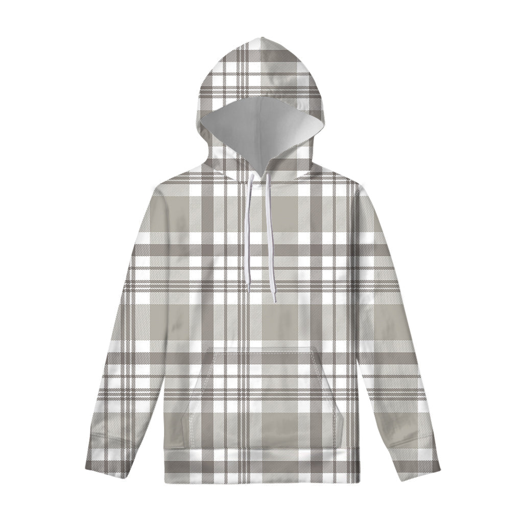 Grey And White Border Tartan Print Pullover Hoodie