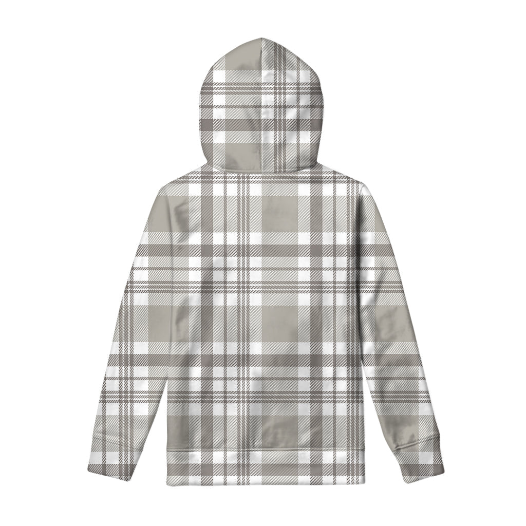 Grey And White Border Tartan Print Pullover Hoodie