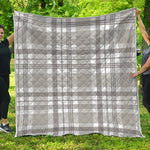 Grey And White Border Tartan Print Quilt