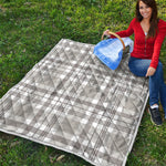 Grey And White Border Tartan Print Quilt