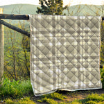 Grey And White Border Tartan Print Quilt