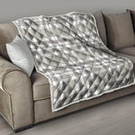 Grey And White Border Tartan Print Quilt