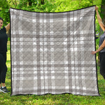 Grey And White Border Tartan Print Quilt