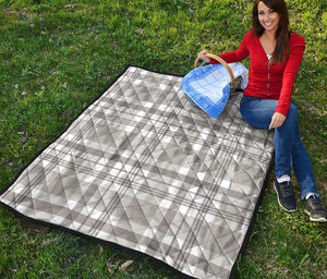 Grey And White Border Tartan Print Quilt