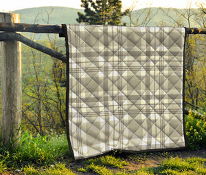 Grey And White Border Tartan Print Quilt