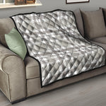 Grey And White Border Tartan Print Quilt