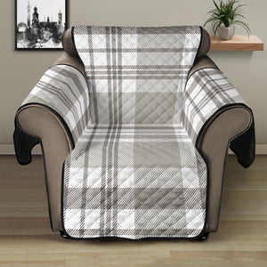 Grey And White Border Tartan Print Recliner Protector