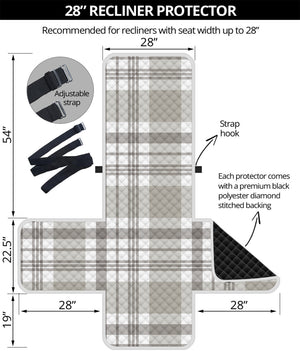 Grey And White Border Tartan Print Recliner Protector