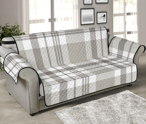 Grey And White Border Tartan Print Sofa Protector