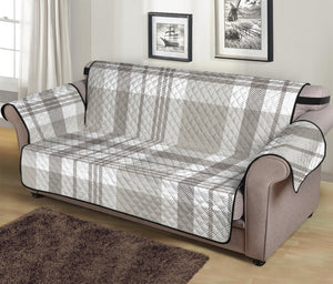 Grey And White Border Tartan Print Sofa Protector