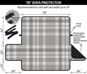 Grey And White Border Tartan Print Sofa Protector