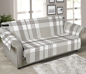 Grey And White Border Tartan Print Sofa Protector