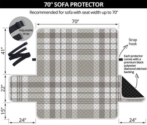 Grey And White Border Tartan Print Sofa Protector