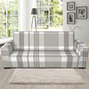 Grey And White Border Tartan Print Sofa Slipcover