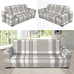 Grey And White Border Tartan Print Sofa Slipcover