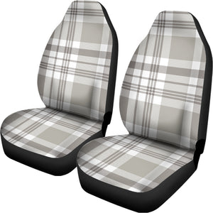 Grey And White Border Tartan Print Universal Fit Car Seat Covers
