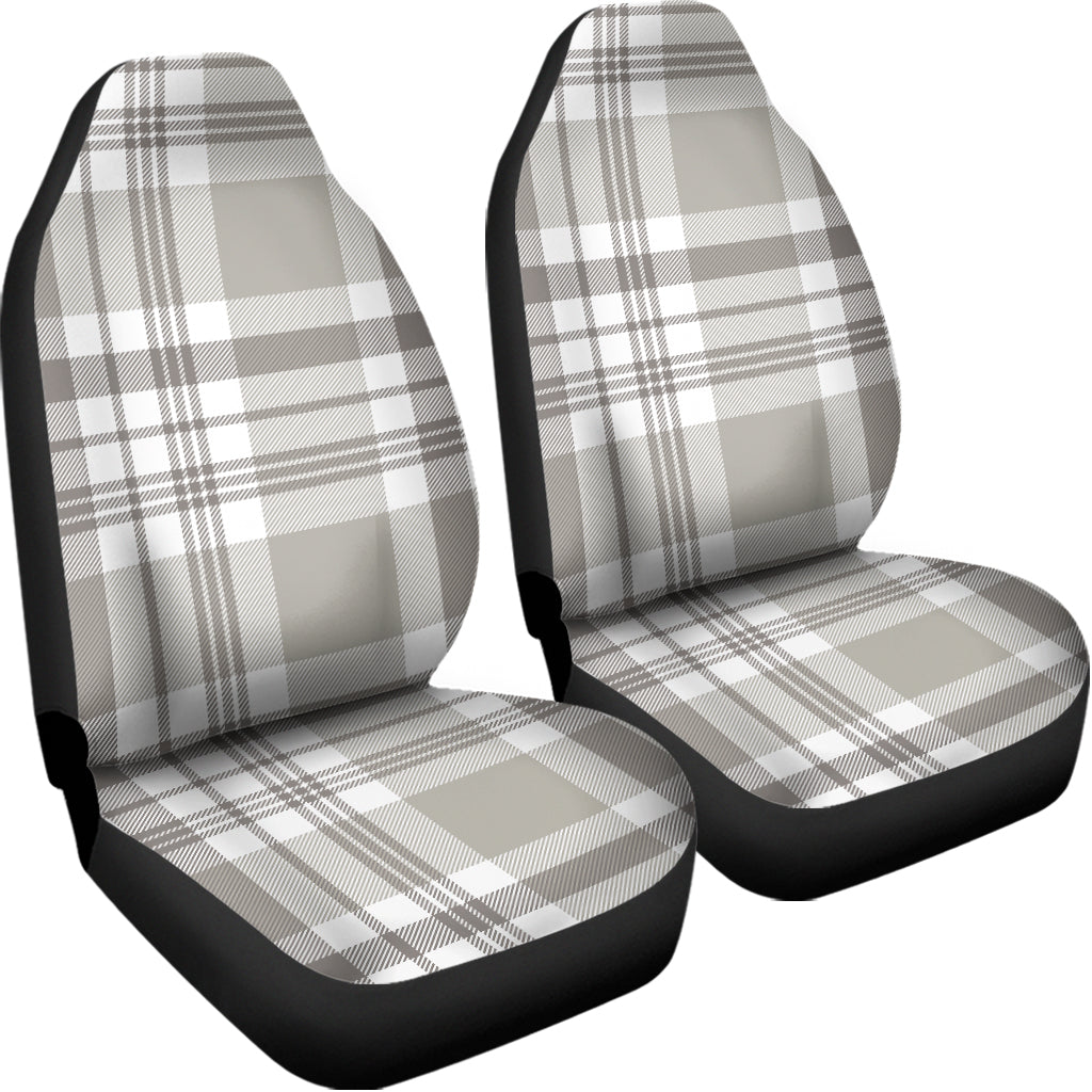 Grey And White Border Tartan Print Universal Fit Car Seat Covers