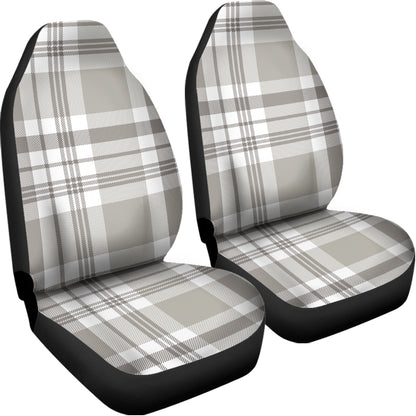 Grey And White Border Tartan Print Universal Fit Car Seat Covers