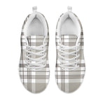 Grey And White Border Tartan Print White Sneakers