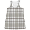 Grey And White Border Tartan Print Women's Racerback Tank Top