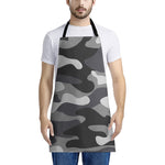 Grey And White Camouflage Print Apron