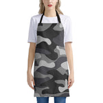 Grey And White Camouflage Print Apron