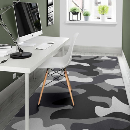 Grey And White Camouflage Print Area Rug GearFrost
