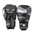 Grey And White Camouflage Print Boxing Gloves