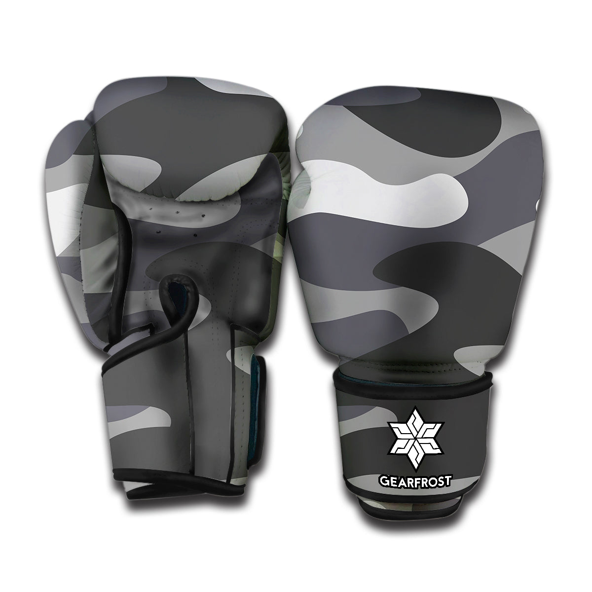 Grey And White Camouflage Print Boxing Gloves