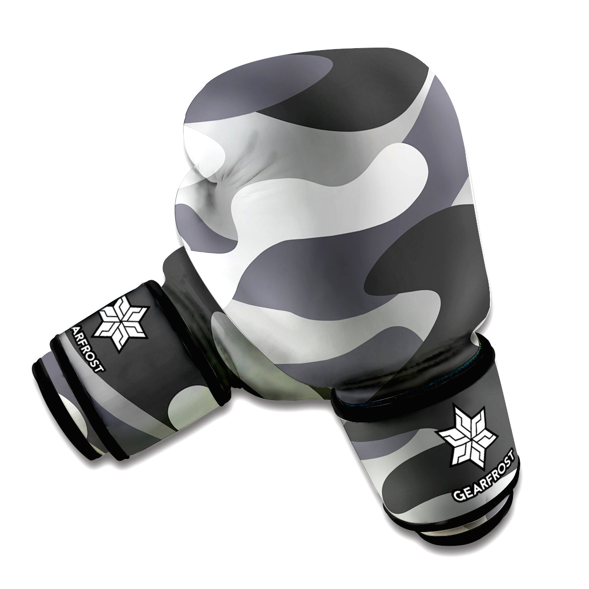 Grey And White Camouflage Print Boxing Gloves