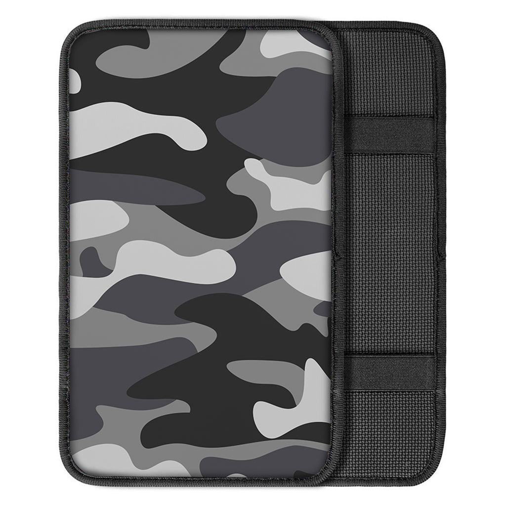 Grey And White Camouflage Print Car Center Console Cover
