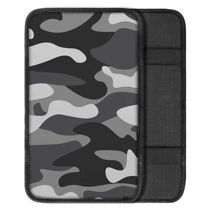 Grey And White Camouflage Print Car Center Console Cover