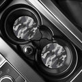Grey And White Camouflage Print Car Coasters