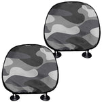 Grey And White Camouflage Print Car Headrest Covers