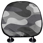 Grey And White Camouflage Print Car Headrest Covers