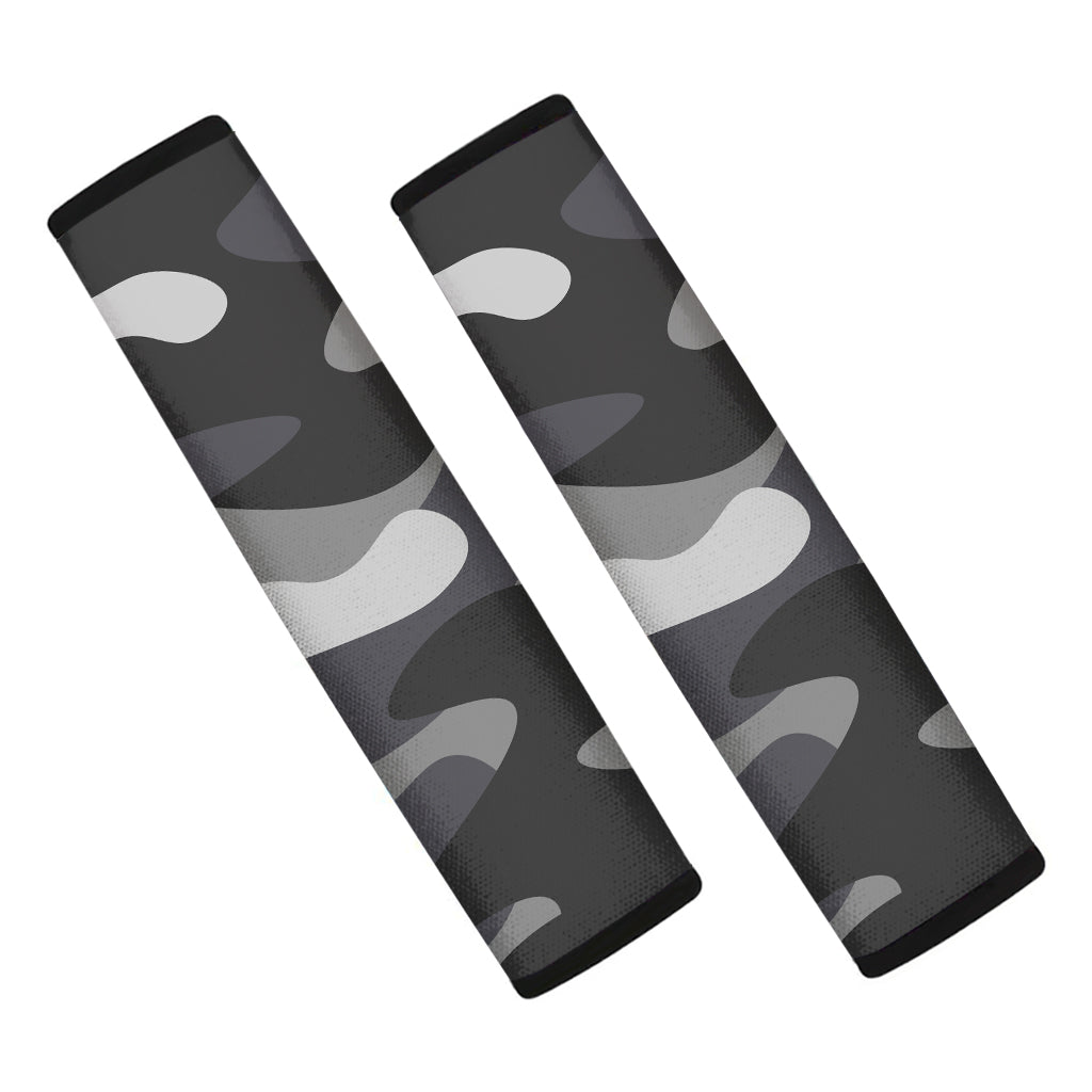 Grey And White Camouflage Print Car Seat Belt Covers