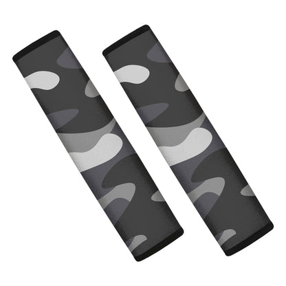 Grey And White Camouflage Print Car Seat Belt Covers