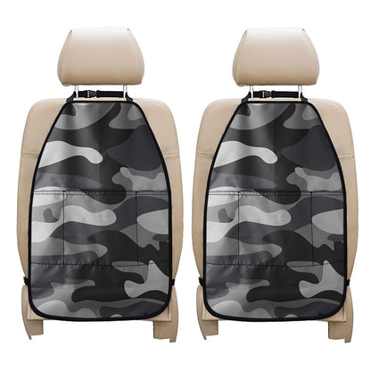 Grey And White Camouflage Print Car Seat Organizers