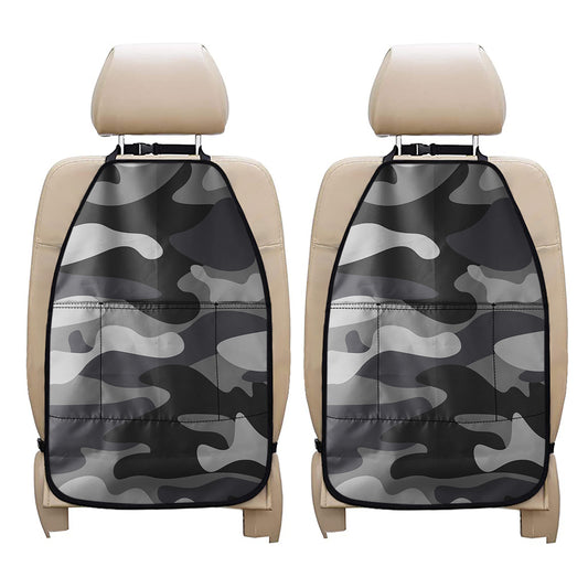 Grey And White Camouflage Print Car Seat Organizers
