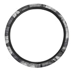 Grey And White Camouflage Print Car Steering Wheel Cover