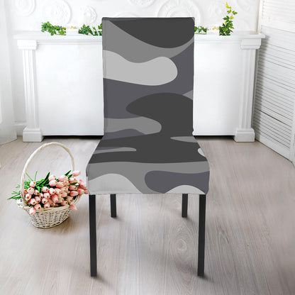 Grey And White Camouflage Print Dining Chair Slipcover
