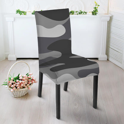 Grey And White Camouflage Print Dining Chair Slipcover